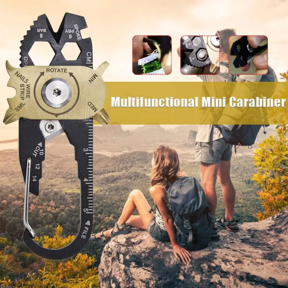 

20 In 1 Stainless Steel Wrench Screwdriver Outdoor Portable Gadget Multi-Function Key Hanging Buckle Wild Camping Lightweight