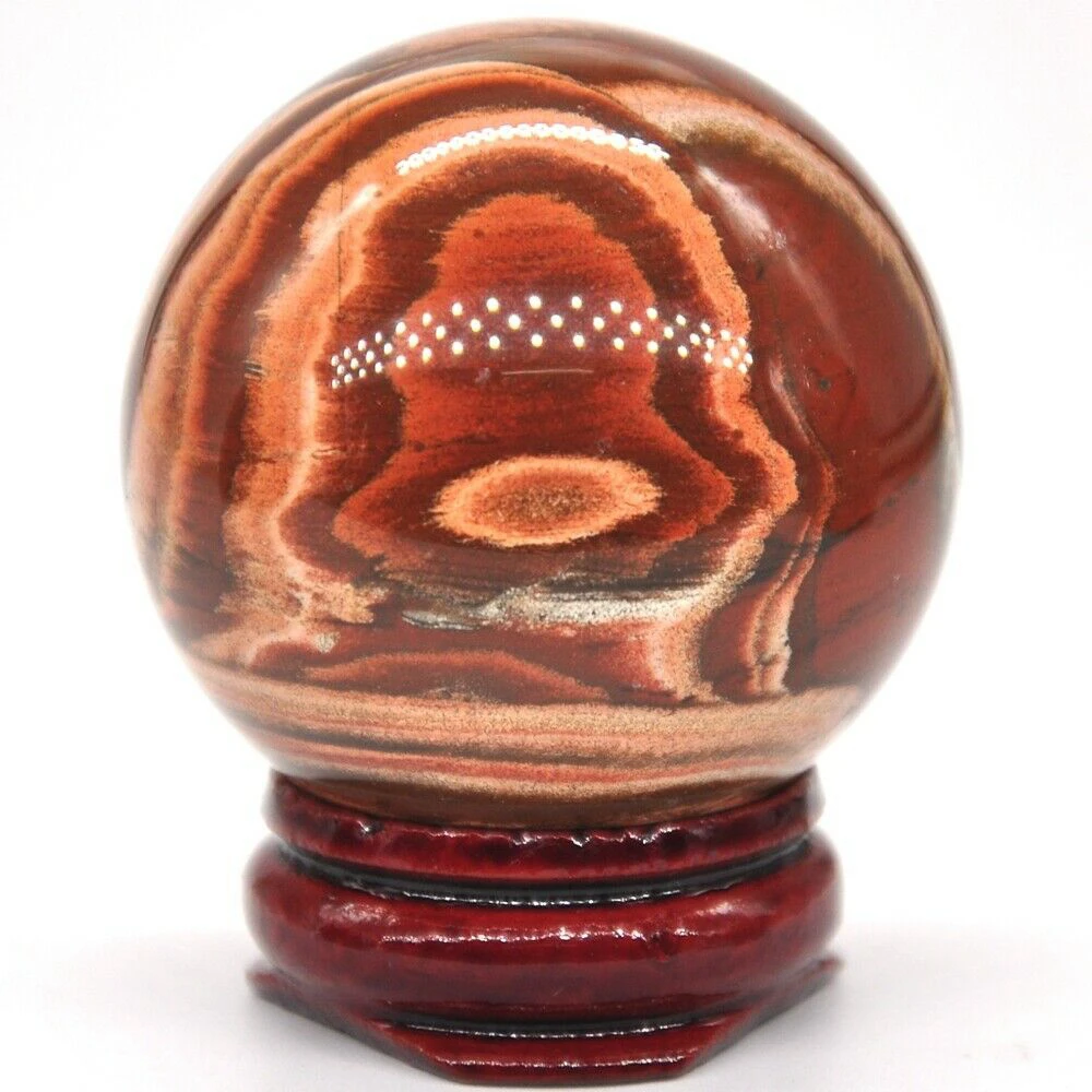 

40mm Red Flower Jasper Quartz Crystal Shpere Healing Stone Reiki Natural Gemstone Massage Ball Decoration With Stand