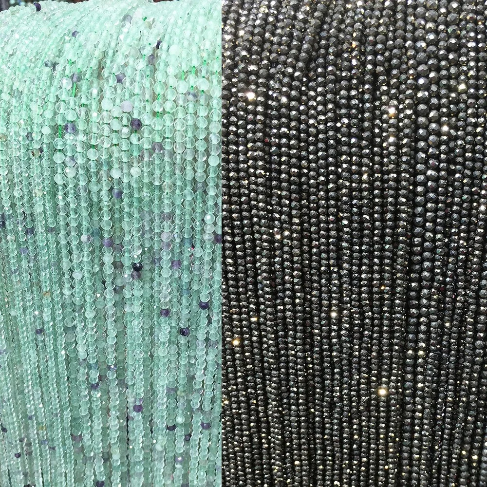 

Faceted Beads Natural Stone Crystal Green Fluorite Jewelry DIY Creative Making Necklace Bracelet Accessories Supplies Charm