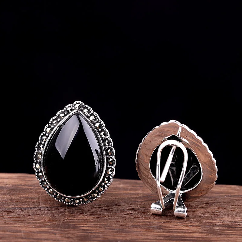 Женские Редкие серьги из черного агата без Углича Крутое вечернее платье