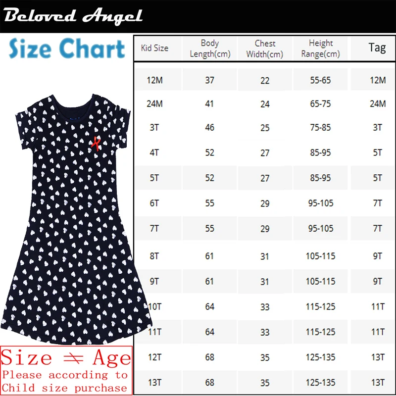 Детское Хлопковое платье с коротким рукавом на возраст 1-13 лет | Детская одежда и