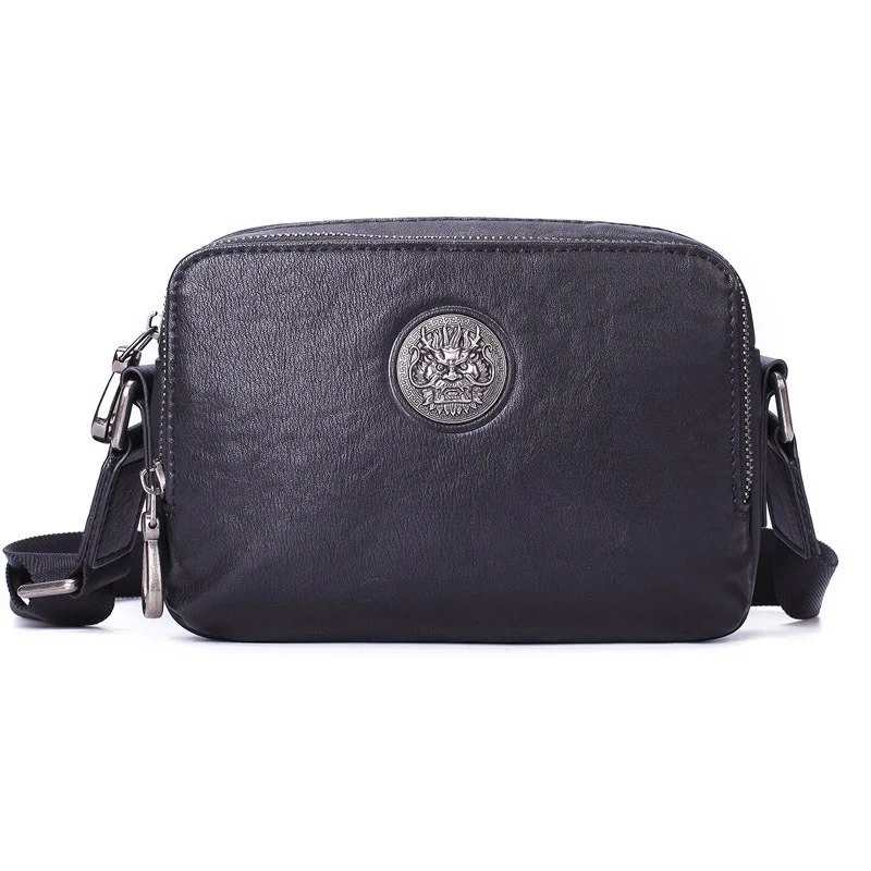 

Men's leather multifunctional wear-resistant shoulder messenger bag Korean fashion casual outdoor mobile phone bag