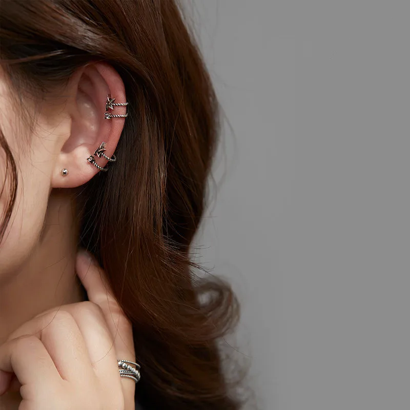 Vintage Clip on Earrings for Women 2021 Trend Fashion Korean Style Fake Earrings Grunge Ear Cuff for Men Ear Bone Clip Jewelry