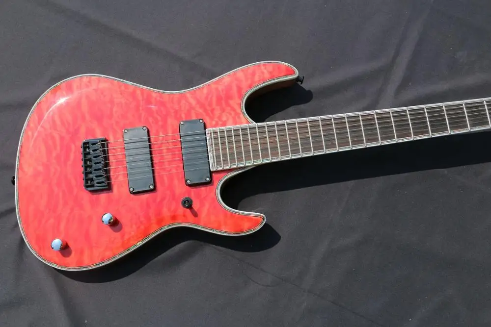 Транс красный арочный корпус Топ 7 струн электрогитара ra целлюлоидная обвязка