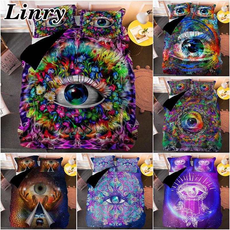 

Personality Design Mandala Psychedelic Eye Bedding Set Bohemian Duvet Cover Pillowcase King Queen Size Comforter Quilt Cover Set