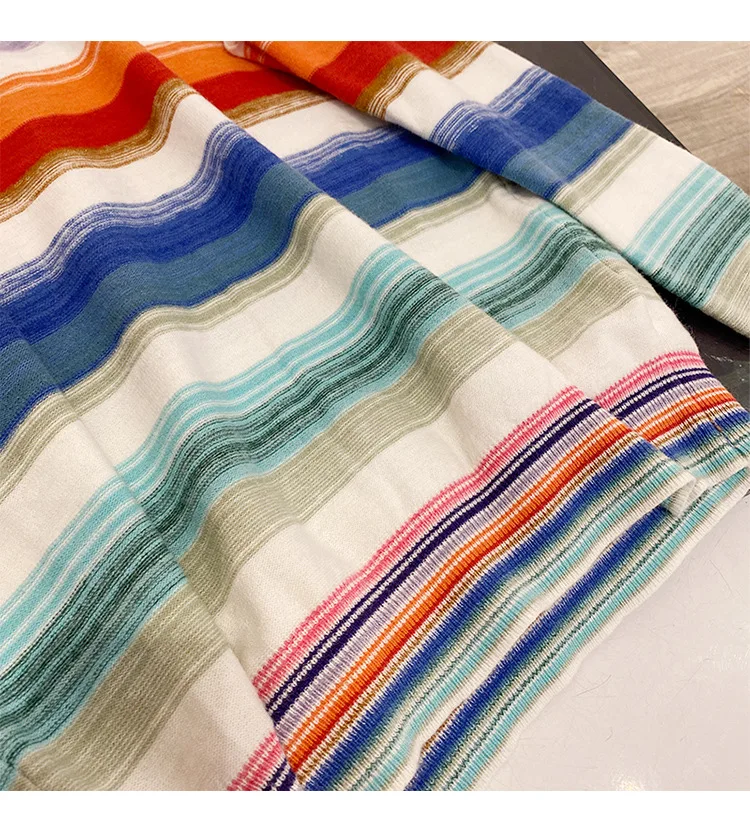 

2020 New Versatile Rainbow Striped Knitted Casual Loose Knitted Pullover