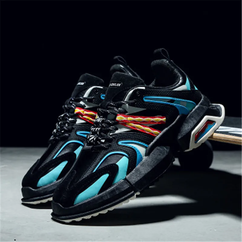 Кроссовки мужские массивные толстая подошва сетчатые Лоскутные ПУ кожа