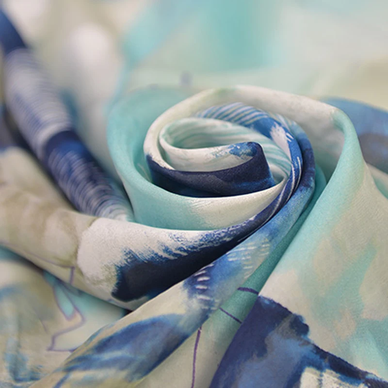 100cm*140cm Natural Dress Material Flower Silk Chiffon Fabric Painting