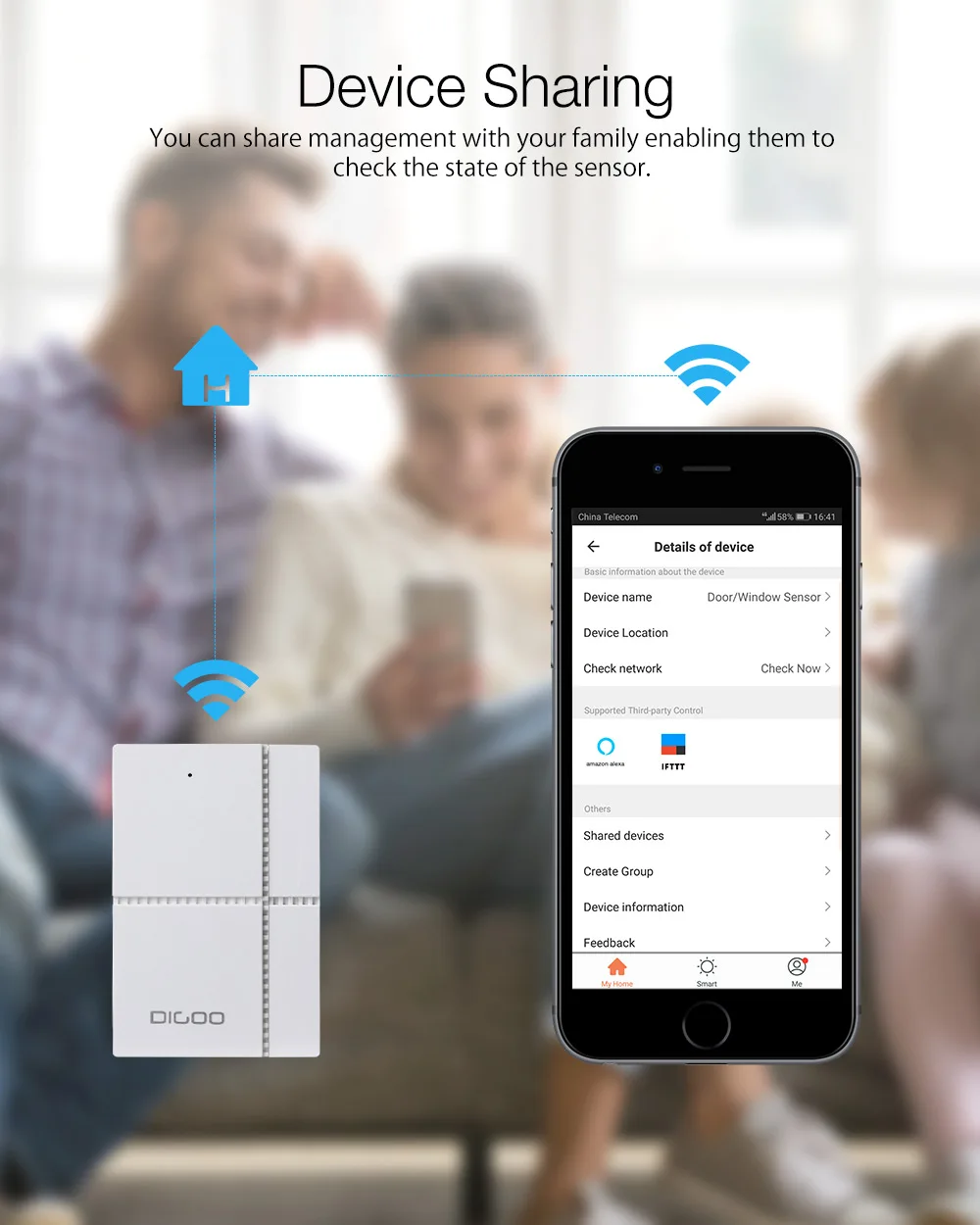 DIGOO DG-ZXD21 умный дом Wi-Fi умные оконные и дверные Сенсор Беспроводной безопасности