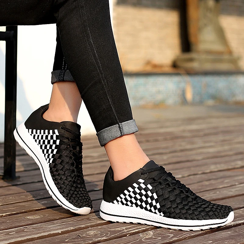 SMS Men Running Shoes Fashion Outdoor Woven Shoes Light Sports Shoes Flats Breathable Non-slip Wear-resistant Shoes Sneakers