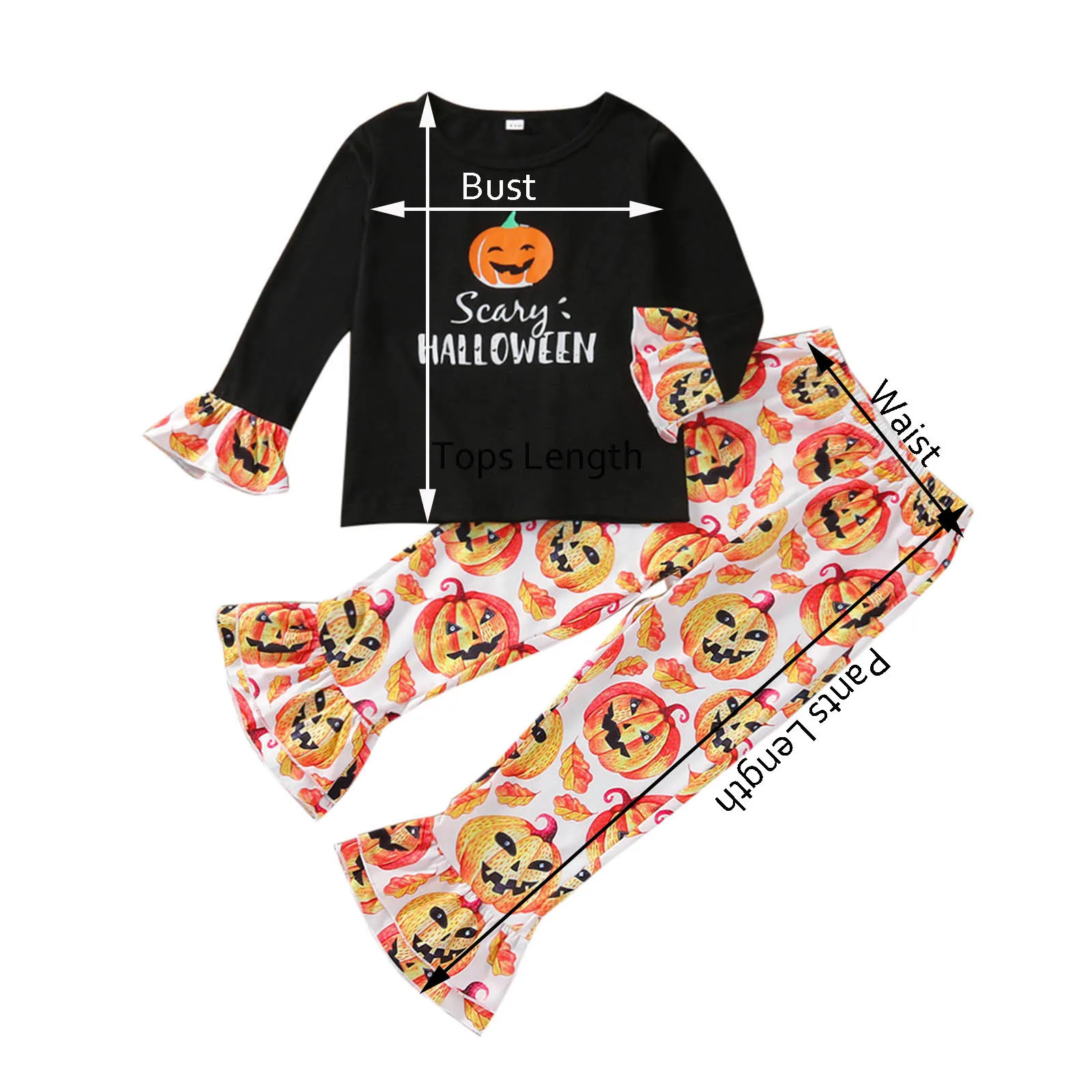 

Citgeett Autumn Baby Clothing Halloween Kids Baby Girl 2Pcs Outfit Set Long Sleeve Cartoon Pumpkin Pattern Top+Pants Holiday Set