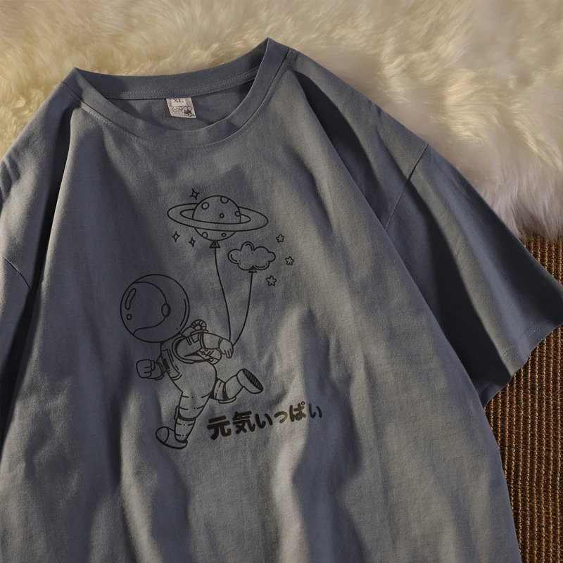 Винтажная футболка в американском стиле с коротким рукавом Женская свободная