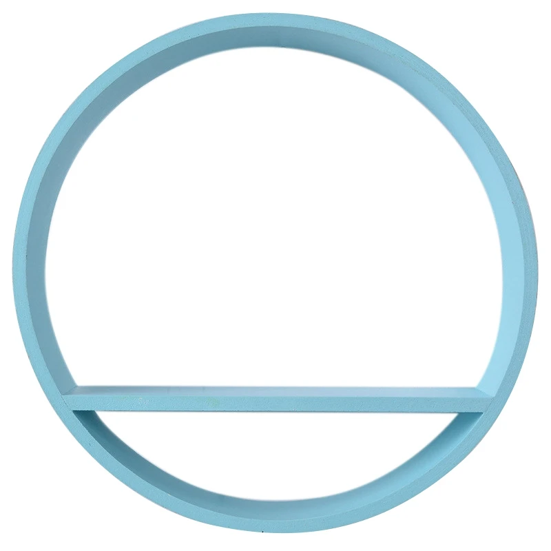 Blue Новая деревянная круглая плавающая полка, Круглый Органайзер для хранения дома, витрина, держатель, полка, Настенный декор - Цвет: Blue