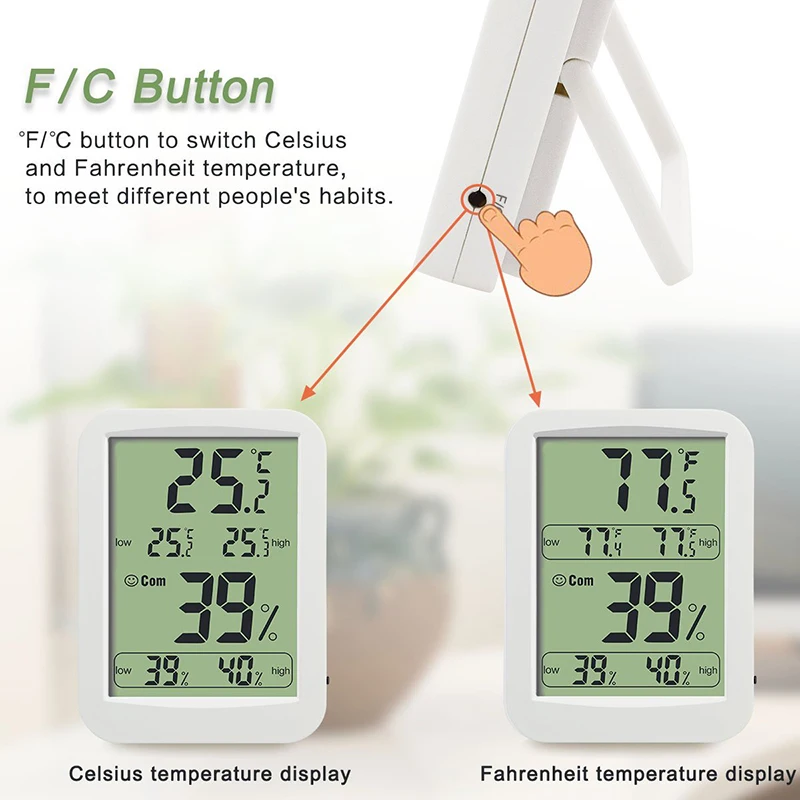 Комнатный термометр EAAGD цифровой гигрометр с большим ЖК дисплеем для домашнего