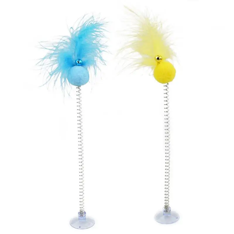 

2PCS Pet Cat Catching Toys Cat Feather Teaser Suction Cup Spring Bell Kitten Play Toy Pet Teaser Toy