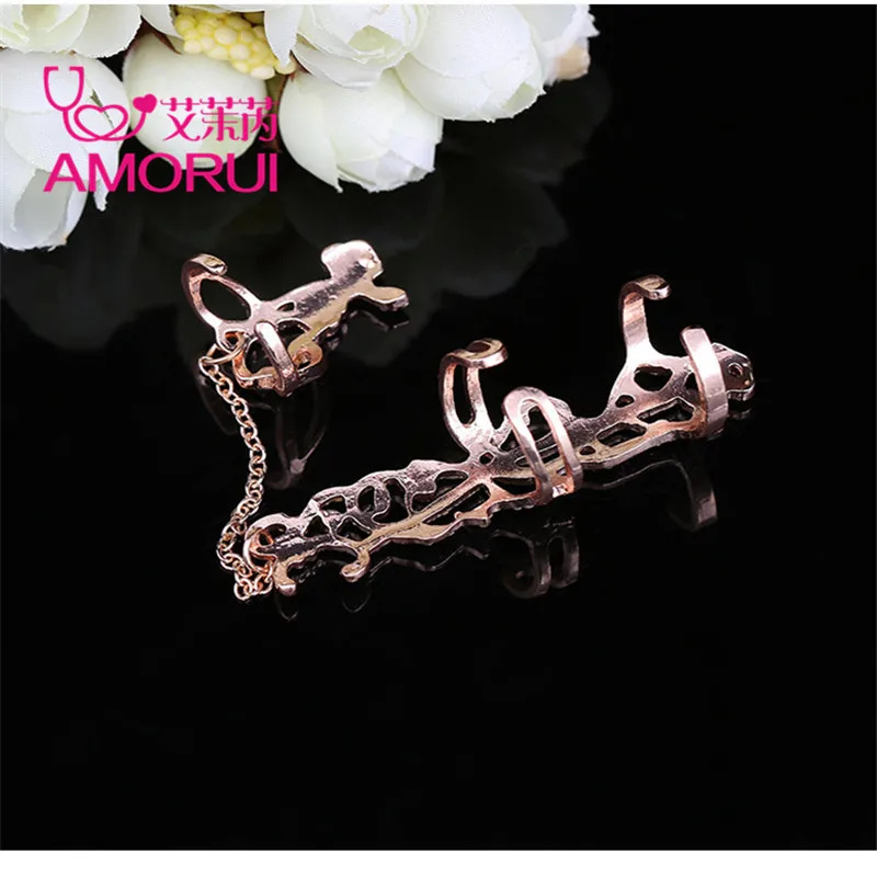 AMORUI личность роза с украшениями в виде кристаллов и цветов ажурное Регулируемые