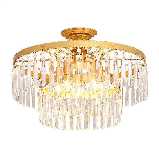

2020 NEW American crystal chandelier gold light luxury home bedroom lamp warm room porch corridor balcony ceiling lamp