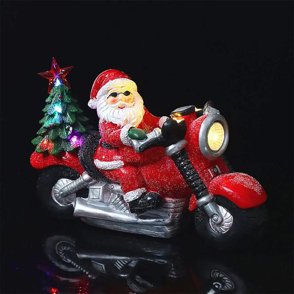Lighted Christmas Inflatable Santa Claus on Motorcycle 7" Inflatables Luminous
