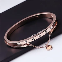 love roman numeral bracelet tassel peach heart pendant korean womens fashion bracelet jewelry