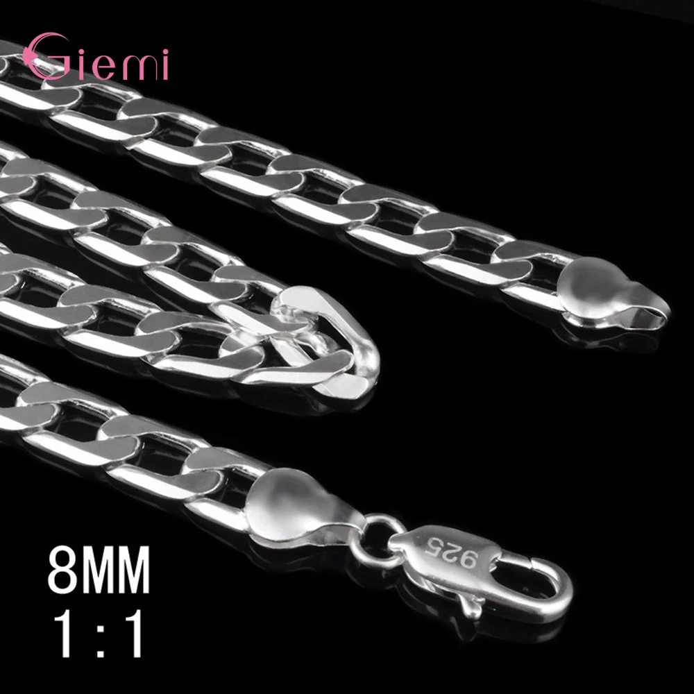 Ожерелья из стерлингового серебра 925 пробы для мужчин 4 мм цепочка Фигаро