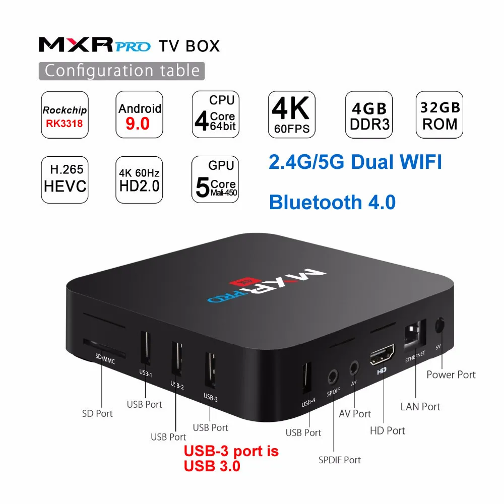 ТВ приставка MXR PRO для Smart TV Android 9 0 четырехъядерный процессор RK3318 4 Гб ОЗУ 32 ПЗУ 2 4G