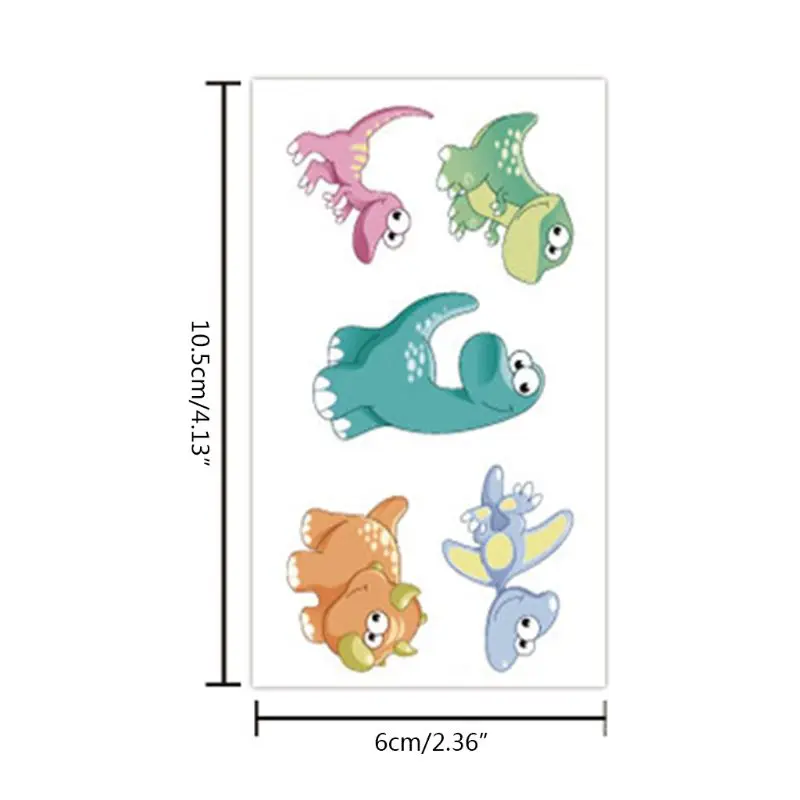 Наклейка с динозавром для татуировок милые животные вечерние Мультяшные детские