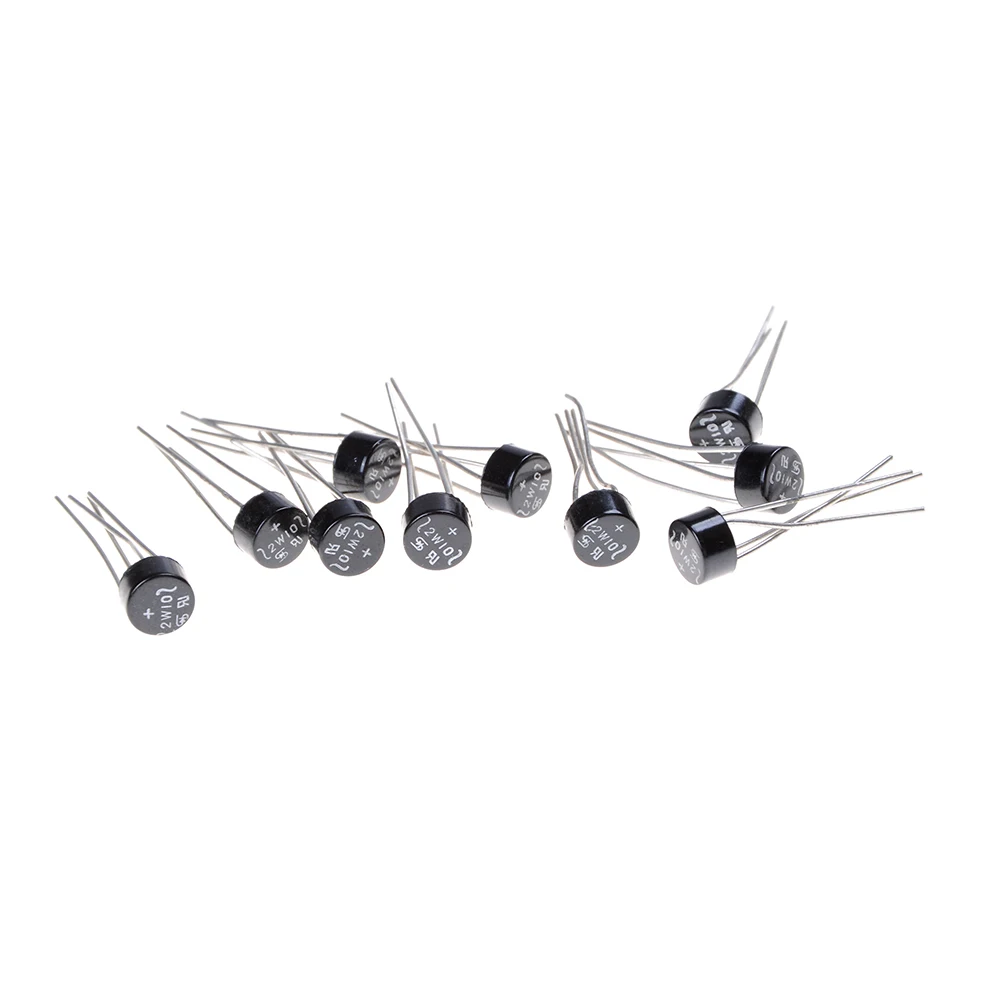 

High Quality 10 PCS 2W10 4Pin Single Phases Bridge Diode Rectifier 2A 1000V Roundness New Arrival Rectifiers Electronic