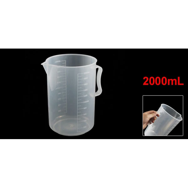 

Laboratory Clear White Plastic 2000mL Measuring Cup Handled Beaker