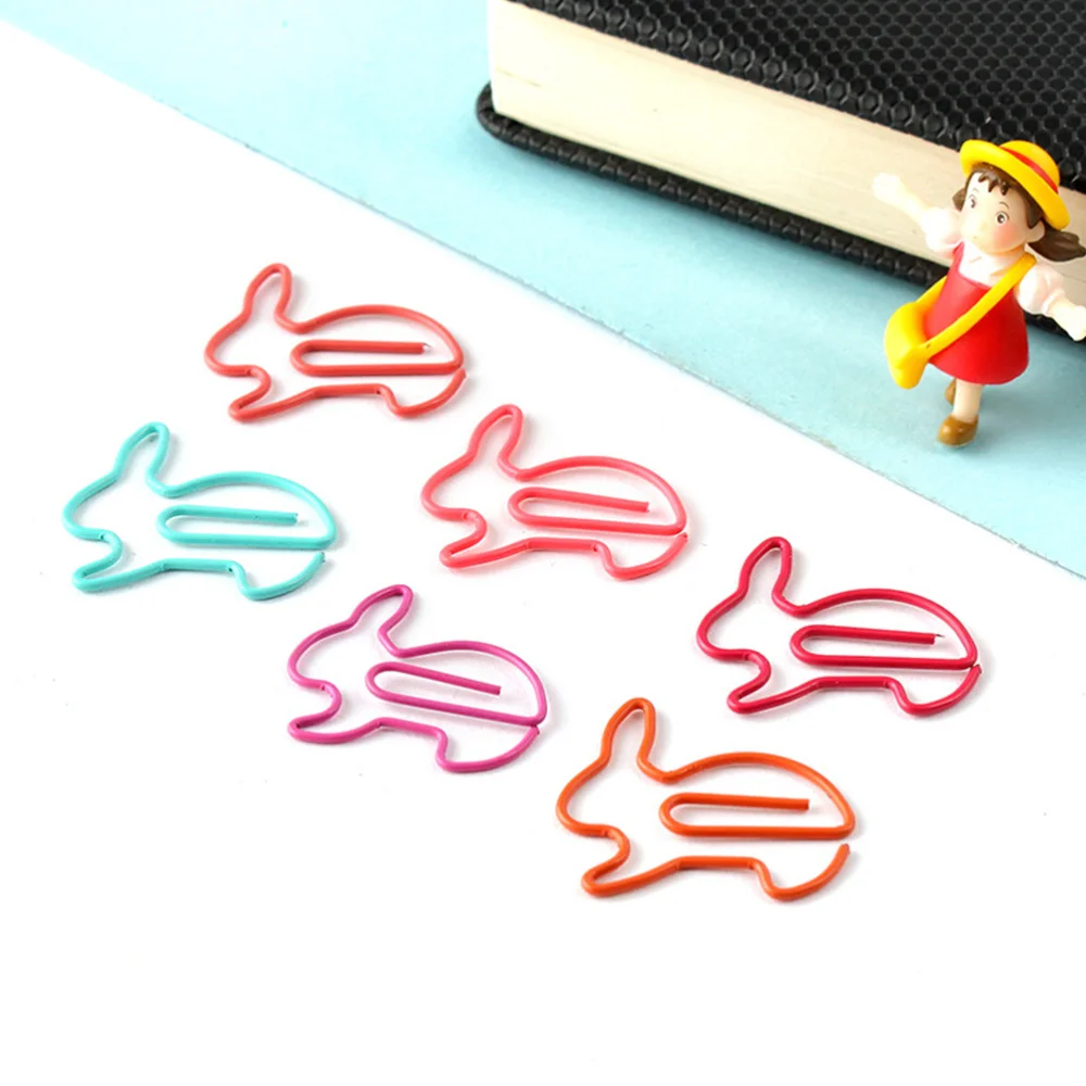 

50Pcs Lovely Rabbit Shaped Clips Paper Clips Creative Note Clips Paper Pin Clip for Party Gift Office Hand Account (Random Color