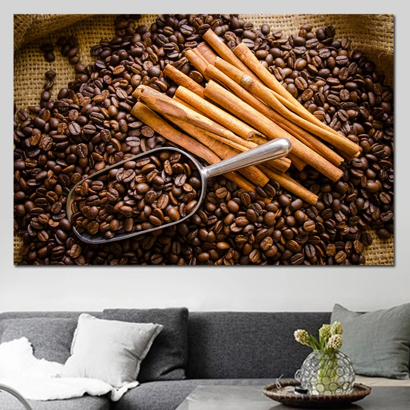 Настенные плакаты с кофейной чашкой и кофейными зернами большие романтические