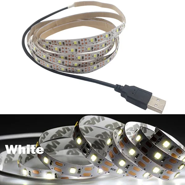 5V 2M White RGB Светодиодная лента светильник SMD 2835 5 м Водонепроницаемая RGB лента 12В лента Диодная Светодиодная лента s светильник Гибкая полоса лампа ИК wifi контроллер - Испускаемый цвет: 5V 2M White