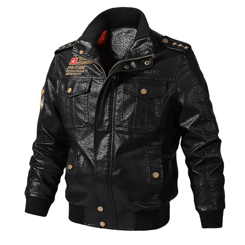 WWII U.S. Military Uniform Men PU Leather Jacket Germany Army Coat Air Force Vintage Flight Overcoat Plus Size Autumn Winter | Мужская