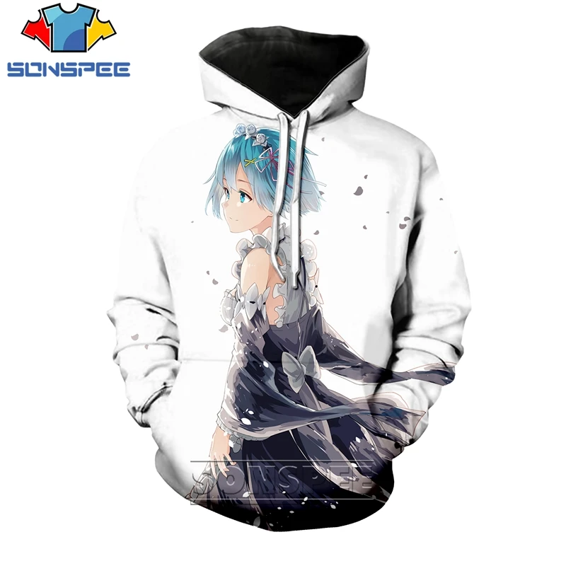 SONSPEE 3D принт Аниме толстовки Re:Zero Rem девушка для мужчин и женщин с длинными