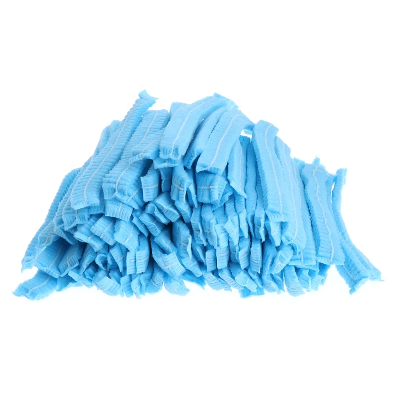 Cengjilosk 100pcs Disposable Nonwoven Bouffant Caps Hair Net Dust-Proof Elastic for Hospital Salon Spa Catering Needles Drop