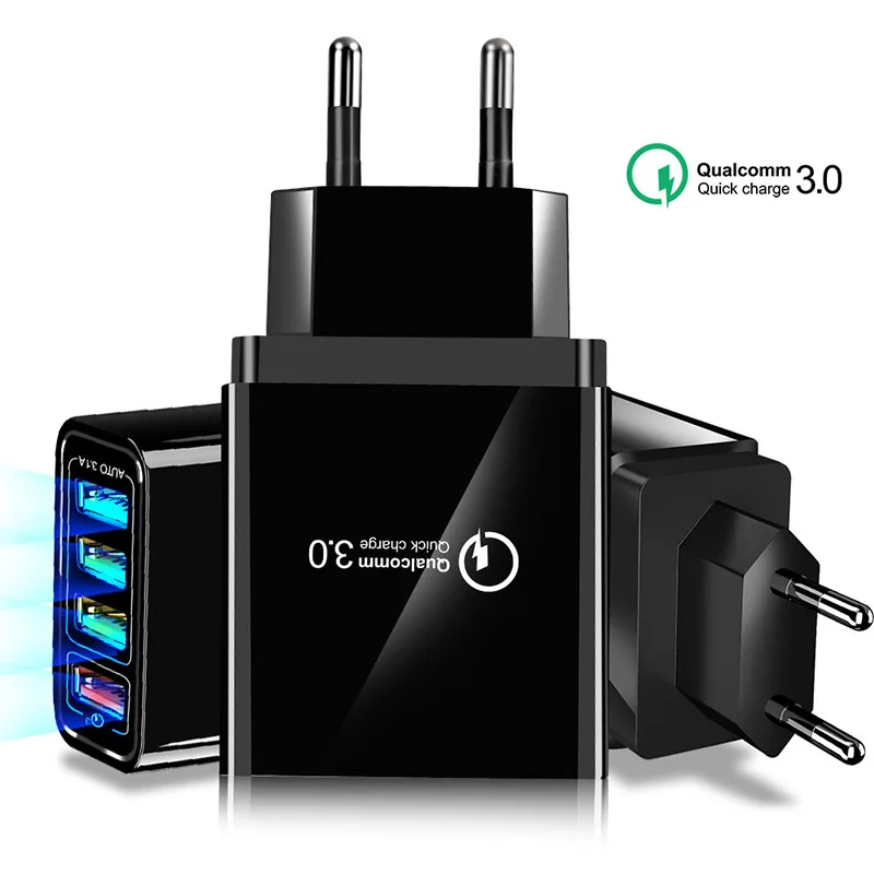 Быстрая зарядка 3 0 4 USB зарядное устройство для мобильного телефона iPhone 7 X XS samsung S9
