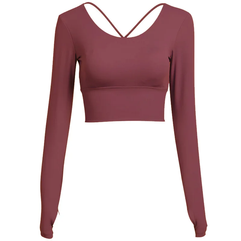 Новинка красивые тонкие топы для фитнеса с завязками на спине женщин облегающее