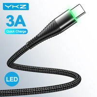 ykz led 3a usb type c cable fast charge wire type c for samsung galaxy xiaomi huawei mobile phone usb c usb c cable charger cord