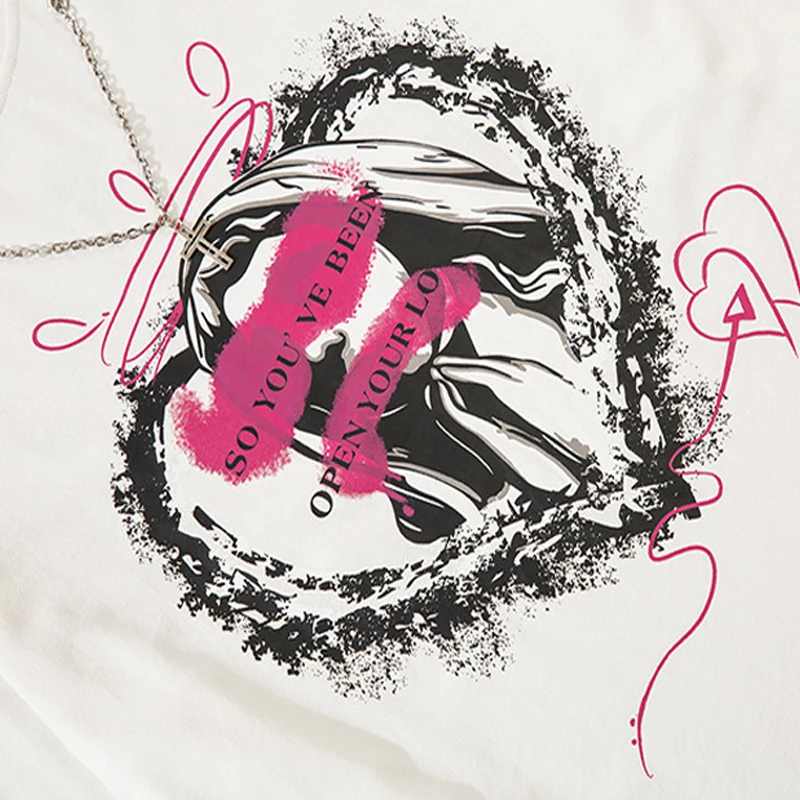 

ELKMU Men's Sweatshirt Oversized Pullover Autumn Harajuku Streetwear Cross Necklace Design Sweatshirts Unisex Loose Tops HM476