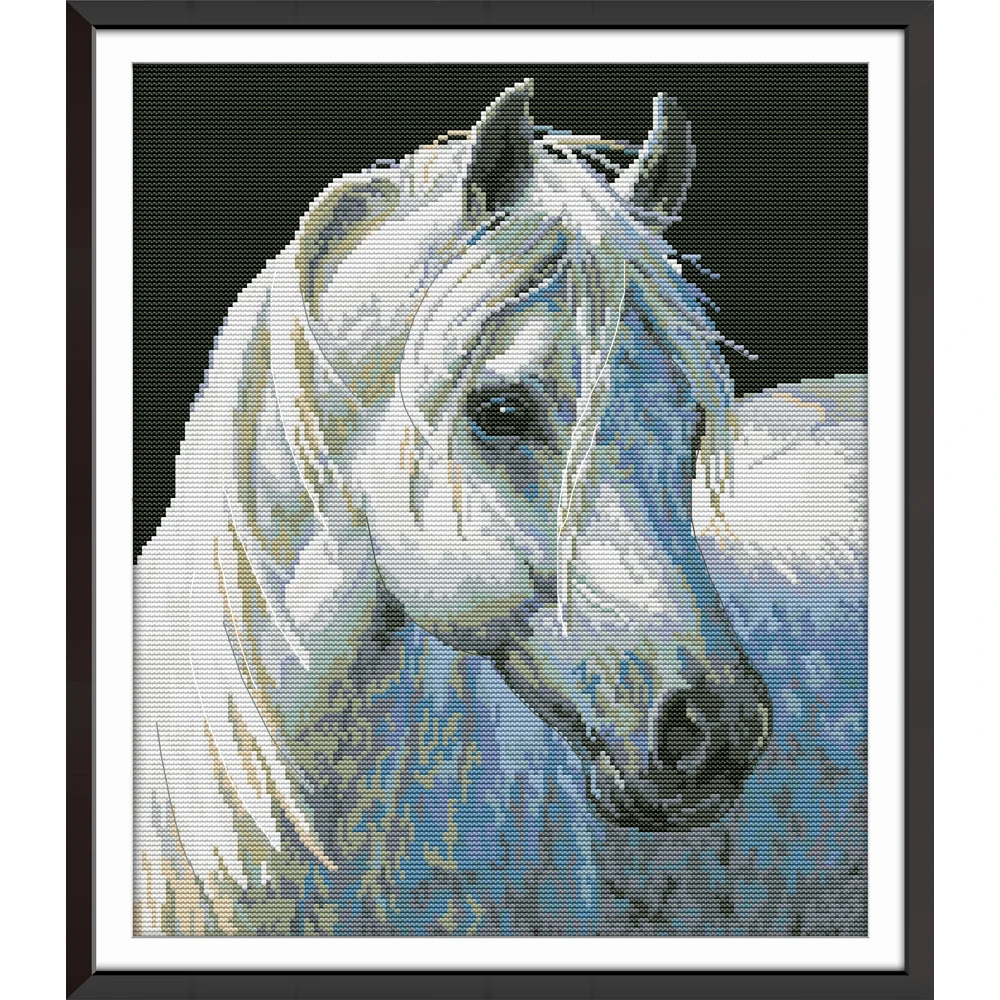 

Joy Sunday White Horse 4 Chinese Cross Stitch Kits Ecological Cotton Clear 11CT Stamped Printed DIY Wedding Decoration For Home