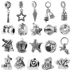 5 шт.лот посеребренные бусины-подвески из сплава с бантом и звездой подходят для фирменного браслета для женщин DIY Изготовление ювелирных изделий и подарков