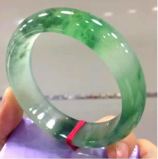 Натуральный ледяной браслет из Мьянмы жадеита с кольцом синим цветком