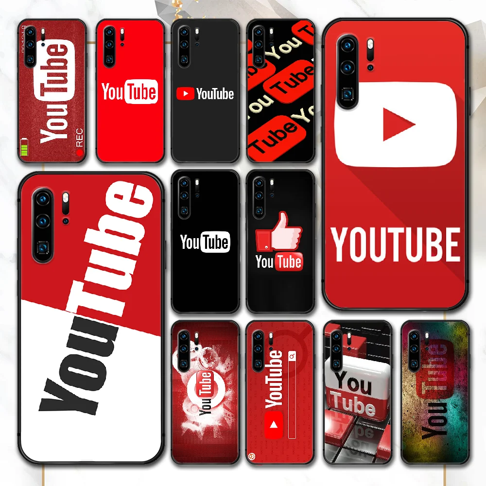 

Youtube Phone Case For Huawei P Mate Smart 10 20 30 40 Lite Z 2019 Pro black Hoesjes Luxury Back Tpu Waterproof Trend Etui