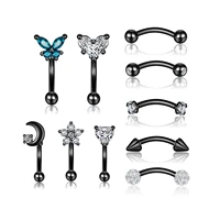 10pcs set 16g rook curved barbell eyebrow rings belly lip ring cz daith cartilage earrings tragus forward helix body piercing