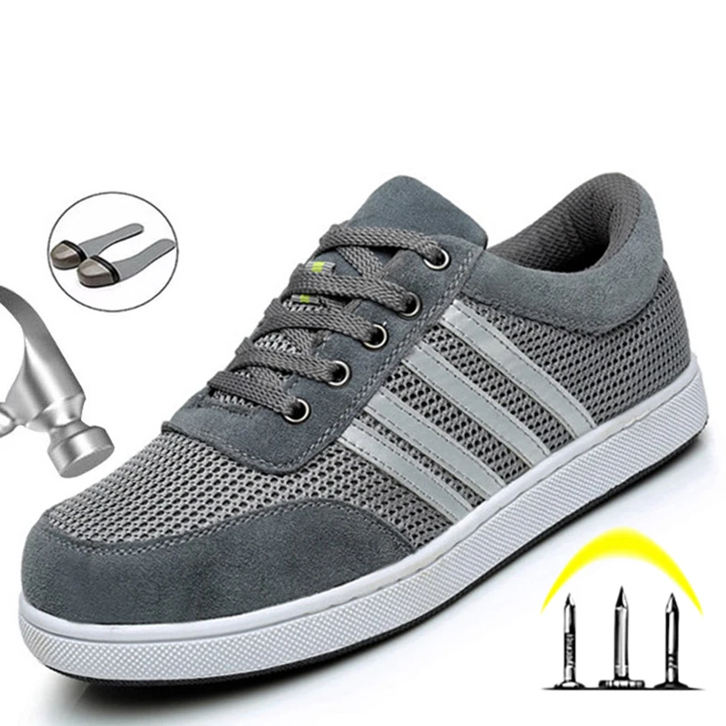 

Защитная обувь для мужчин, ботинки для вока, Рабочая обувь со стальным носком, мужские легкие дышащие кроссовки, строительная обувь с защито...