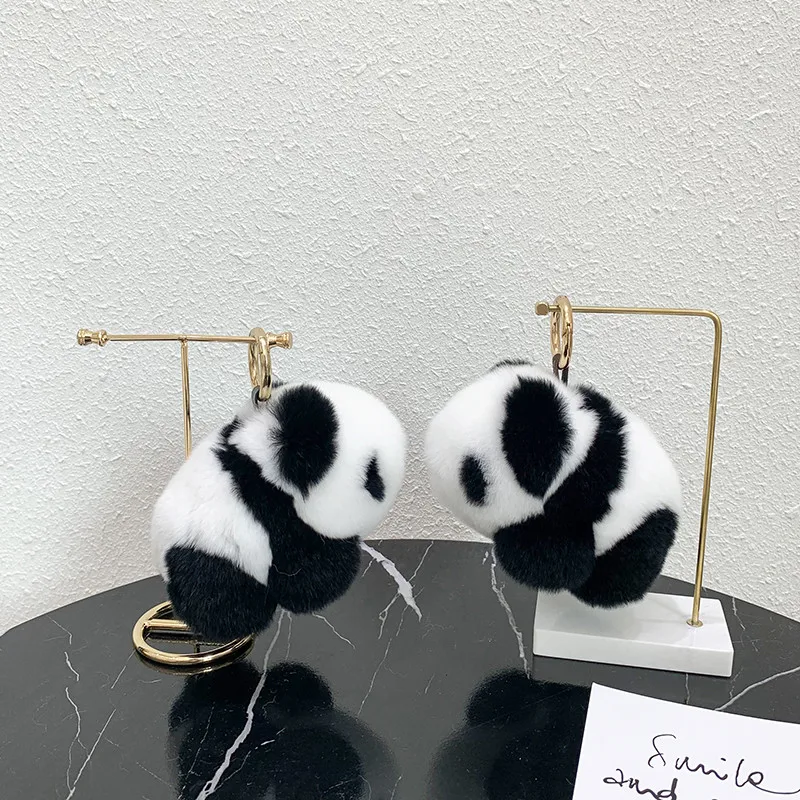 На высоком каблуке 12 см с кроличьим мехом Брелок Панда брелок игрушкой для женщин