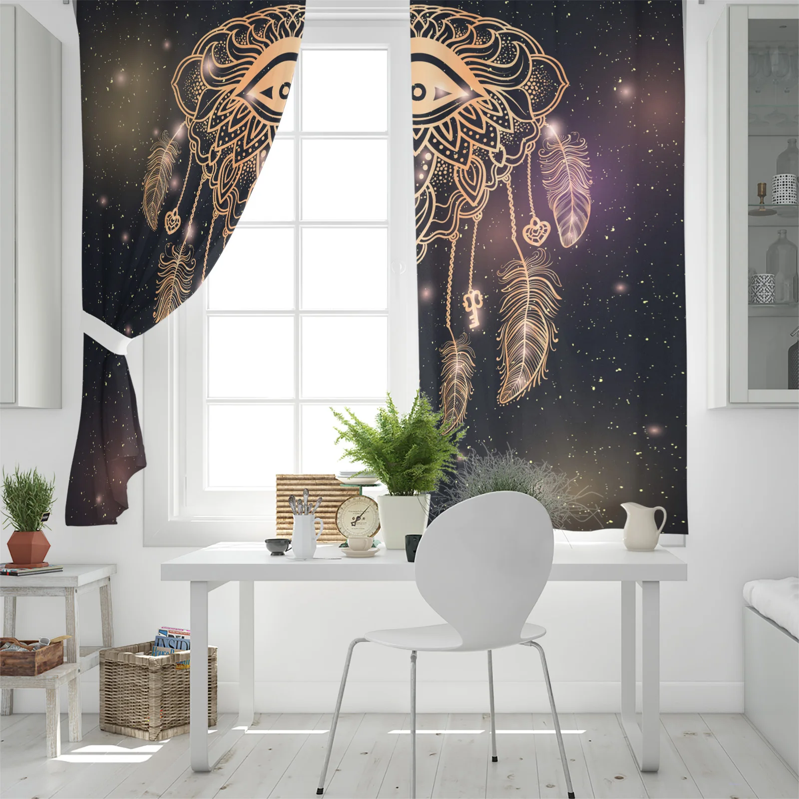 Feather Line Flower Window Curtains Home Decor Living Room Kitchen Drapes Panel for Bedroom | Дом и сад
