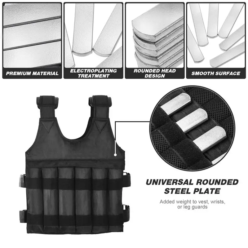 

6PCS Adjustable Practical Weighted Vest Plates Weighted Steel Plates for Walking Running