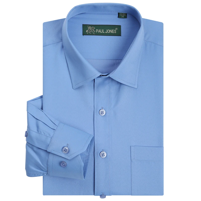 

Men's Long Sleeve Twill Basic Design Dress Shirts Single Chest Pocket Regular Fit Solid Formal Business Work Office Shirt