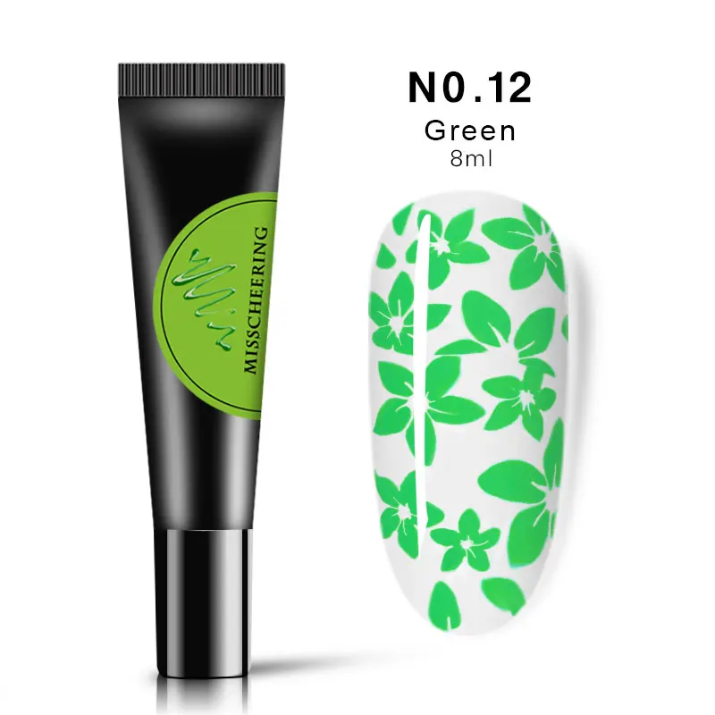 12 Green 8 мл Гель-лак для стемпинга ногтей цветной принт масло УФ Гель-лак для ногтей впитывающийся лак для переноса стемпер пластины DIY Инструменты для дизайна ногтей - Цвет: 12 Green