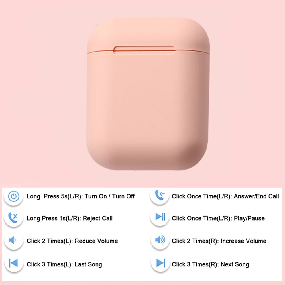 Новые беспроводные наушники Macaron i12 TWS Bluetooth 5,0 в гарнитуре сенсорный всплывающий стерео наушники для телефона HD микрофон
